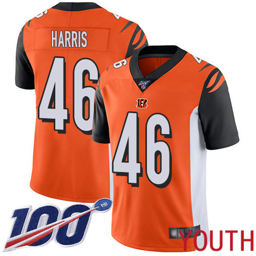 Cincinnati Bengals Limited Orange Youth Clark Harris Alternate Jersey NFL Footballl #46 100th Season Vapor Untouchable->youth nfl jersey->Youth Jersey